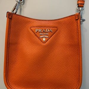 Orange Prada leather crossbody bag- BRAND NEW from Italy